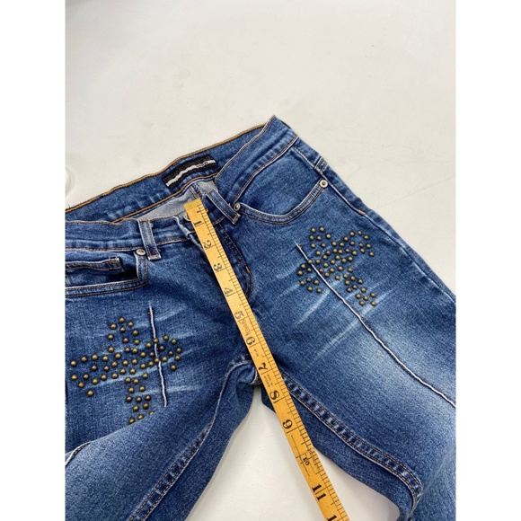 Women's 1990's Studded Boot Cut Jeans Blue Sz One - Picture 3 of 4
